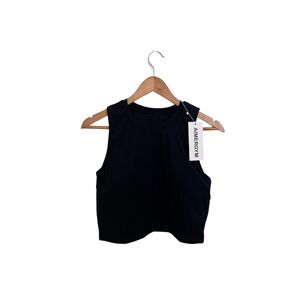 Black Women's Workout Cropped Tank Tops with Built-in Bra Pads